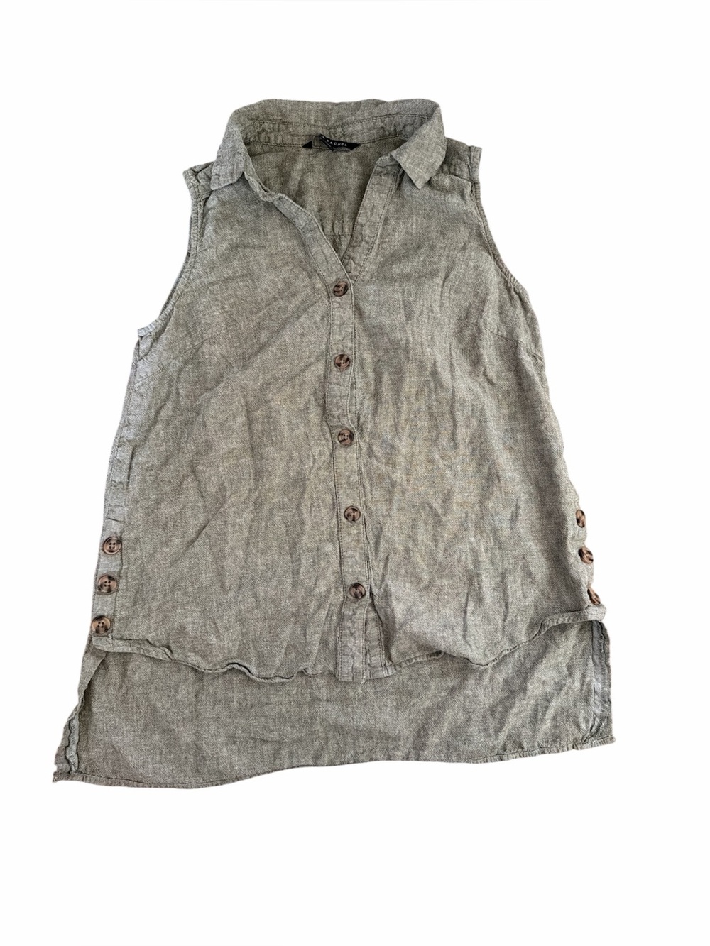 Sleeveless Button-Down Shirt light green M